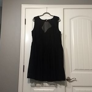 Black sheer cutout dress with lace pattern overlay